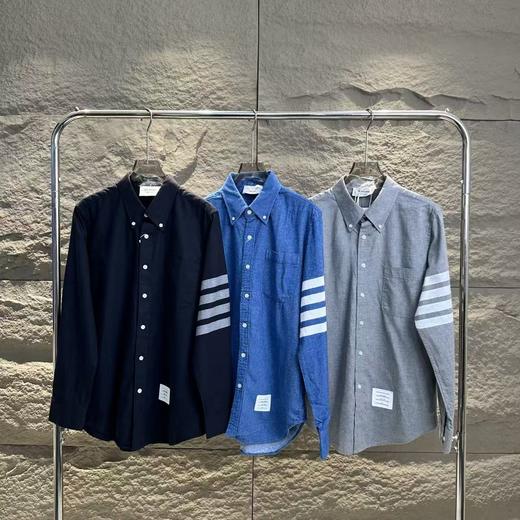 【xm1】情侣经典四道杠牛津纺长袖衬衫！！ 商品图1