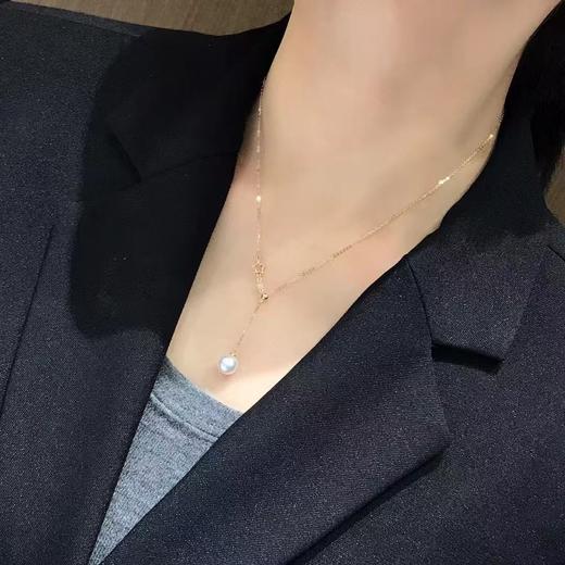 15.
18K金镶钻AKOYA珍珠项链，7.5-8mm珠，圆，微瑕，珠光超亮 商品图3
