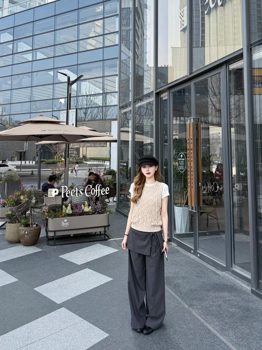 天猫同步【叠搭神器！】拉夏贝尔/La Chapelle INS风！舒适有型韩系圆领镂空针织马甲百搭坎肩叠穿背心 商品图8