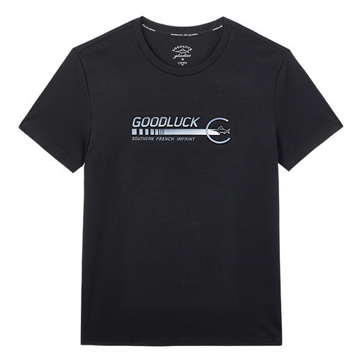 【棉混纺】德鲨蓝色短袖圆领T恤男青年时尚立体字母打底衫 商品图3