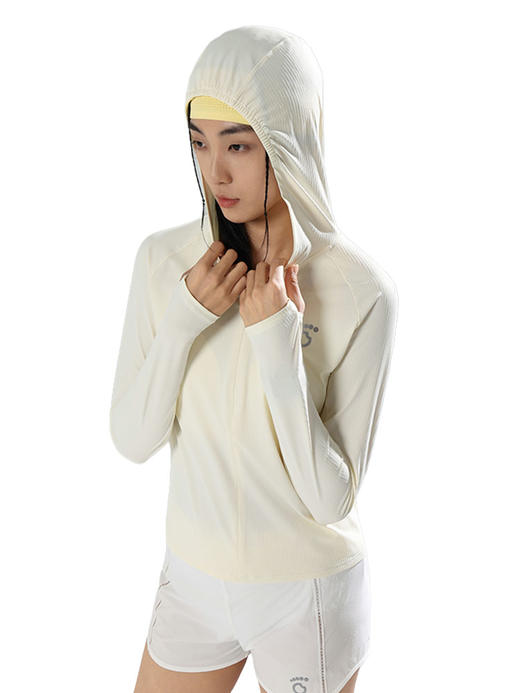 马孔多 | 女子连帽拉链防晒长袖T原纱凉感运动跑步长袖T恤 商品图4