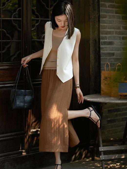 亚麻天丝高腰半身裙， 夏天走路带风，久坐也不闷汗，告别黏腻感 商品图3