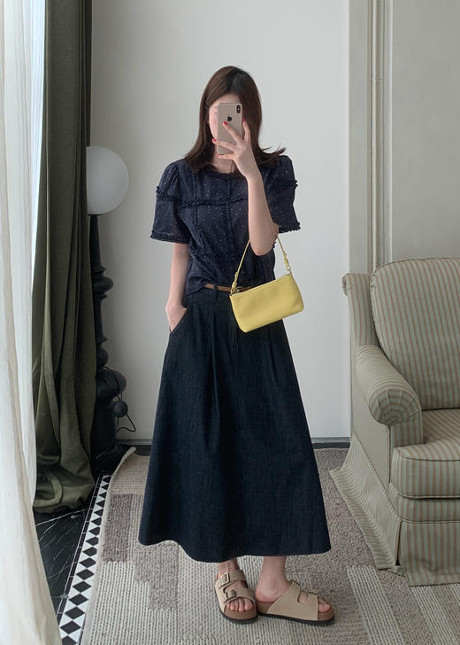 【门店同款】ENJOY夏季法式波点压褶上衣 171493233 商品图4