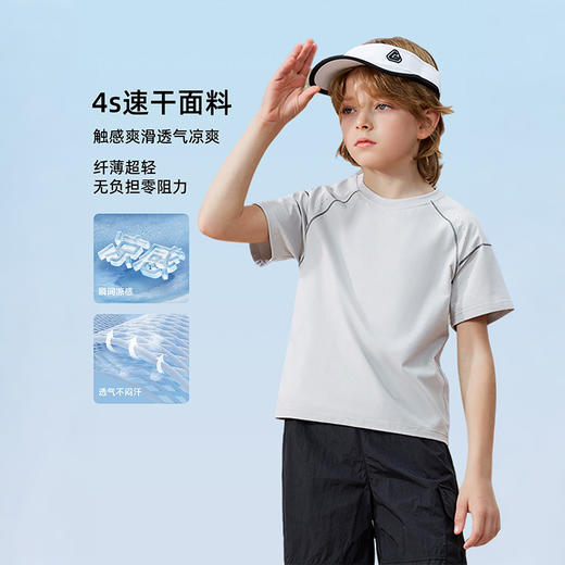 【39元1件起】儿童短袖夏季薄款男童速干透气运动上衣女孩中大童百搭短袖T恤-6008697065 商品图3