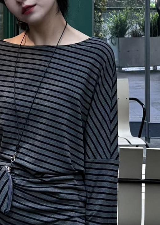 【门店同款】ENJOY春季斜肩条纹长袖T 169265485 商品图3