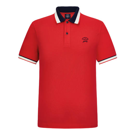 德鲨夏新款蓝色短袖POLO衫男青年时尚撞色休闲上衣翻领t恤 商品图3