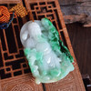 【天然正品】A货翡翠天然细腻细豆种飘绿花财神造型（招财纳福）翡翠吊坠手把件70.5*49.5*13.8MM（皆取最大值）220326TJ11 商品缩略图5