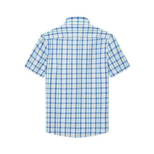 德鲨鲨鱼男装短袖格子衬衫2026夏季新款休闲舒适上衣男打底衬衣服 商品图1