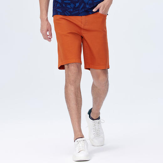 【天丝】德鲨夏新款桔色休闲短裤男时尚直筒中裤五分裤子 商品图1