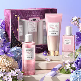 【柔润放松！滑亮美背】Whsa奢享香氛身体套盒  洗澡用沐浴露磨砂膏身体去角质家庭套装。xb