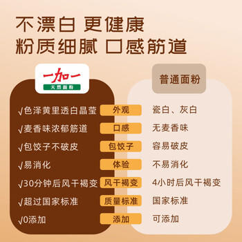 一加一天然面粉10斤装 零添加小麦粉中筋面粉包子馒头面条通用面粉 /粮油调味 /面粉 /通用粉 商品图1