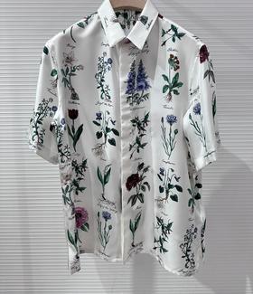 中性款印花短袖衬衫ba010