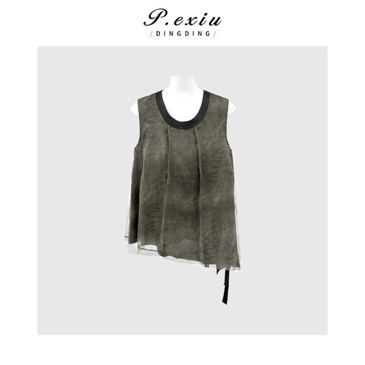 PanYiXiu/潘依绣100%桑蚕丝小众气质时髦飘逸不规则两面穿无袖上衣 YL21169 商品图4