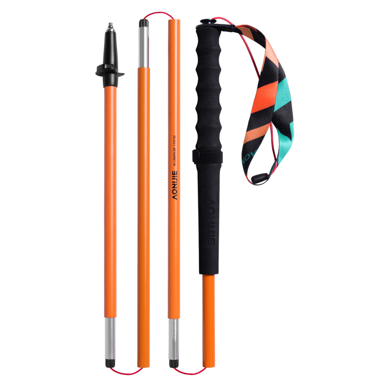 捷•超轻铝合金磁吸登山杖一对「四节拉绳」