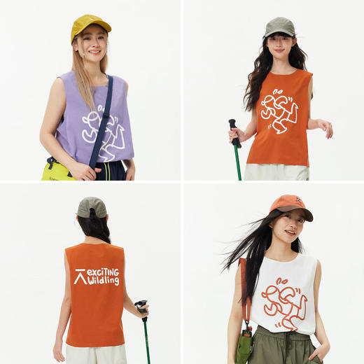 【出游季特惠-春夏新品】ACMEITEM爱棵米户外运动跑步轻量速干印花宽松无袖背心T恤-GAH3160018A 商品图2