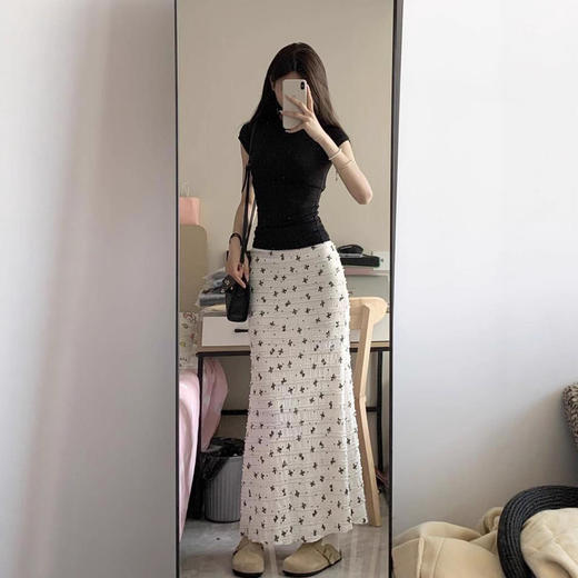 【高腰A字显瘦、包臀修身剪裁】法式蝴蝶结碎花鱼尾半身裙女2025新款秋季高腰a字中长款包臀裙子.TA 商品图4