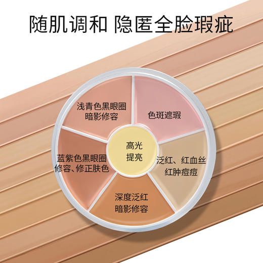 歌剧魅影遮瑕6色盘遮痘印斑点泛红提亮泪沟滋润基础色遮瑕膏粉底 商品图2
