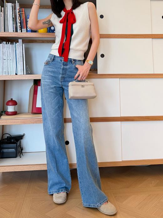 古驰 拼色学院风飘带针织上衣 商品图3