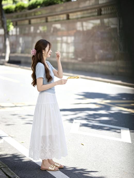 【百图lulu定制】【层次感T恤】假两件 腰部收褶 柔软舒适 弹力短袖T恤 商品图6