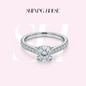 ShiningHouse[培育] 18k金钻石戒指 圆钻形1克拉钻人工真钻人造钻石K金戒指豪华钻石戒指悦己送礼臻选【此商品不支持7天无理由退货退款】预计3日发货