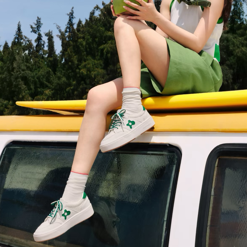 Pansy盼喜女鞋凉感透气轻便舒适加宽一脚蹬板鞋