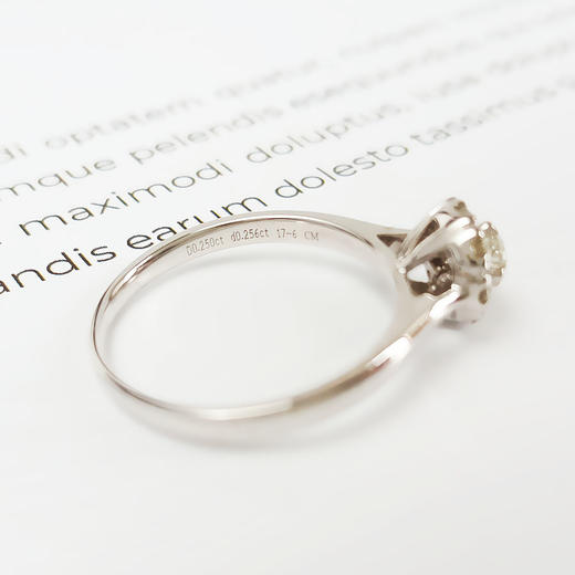 【天然正品】AU750白金时尚简约花朵造型0.25克拉钻石戒指14.5号（戒圈可改）110326TJ17 商品图5