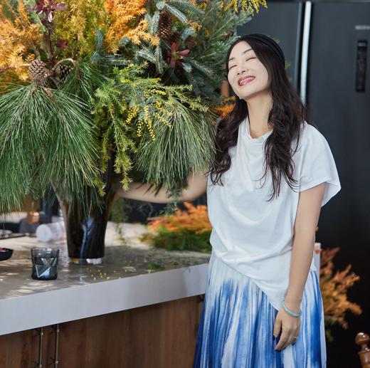 【林栖设计小店】明月疏星|米白色棉麻蓝印花纹
夏新款百搭T恤短袖1962185 商品图0