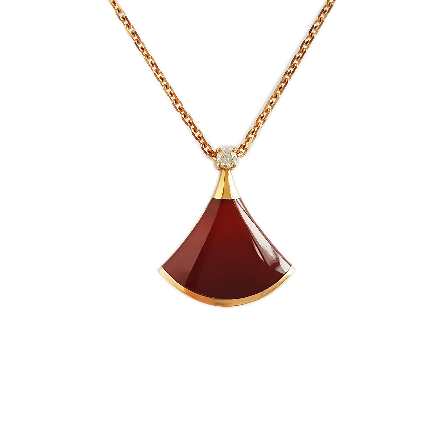 【95新】BVLGARI宝格丽DIVAS DREAM系列350583玫瑰金小号单钻红玉髓扇子项链 链长约41-43cm女士040426AK34