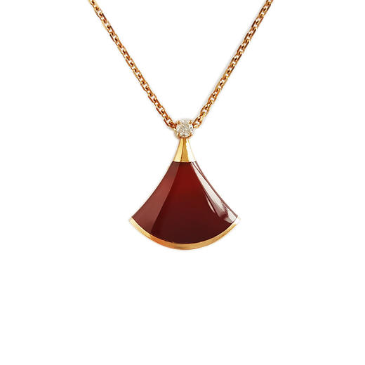 【95新】BVLGARI宝格丽DIVAS DREAM系列350583玫瑰金小号单钻红玉髓扇子项链 链长约41-43cm女士040426AK34 商品图0