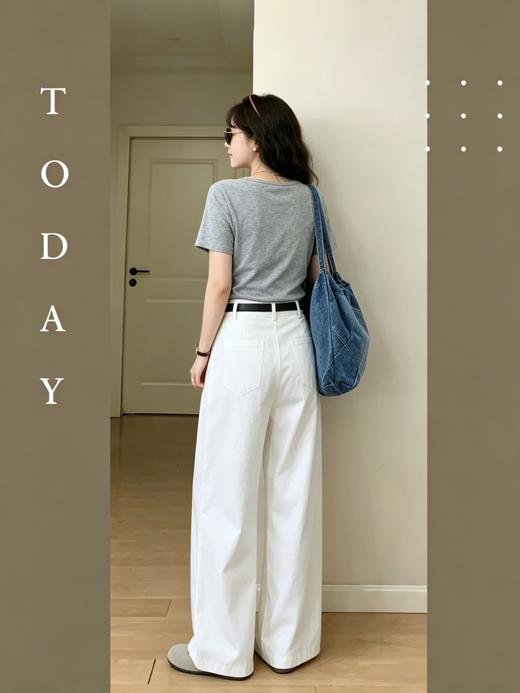 【百图lulu定制】【层次感T恤】假两件 腰部收褶 柔软舒适 弹力短袖T恤 商品图7