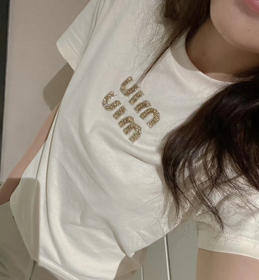 重磅渠道   miu水钻T恤 超精致水钻贴布刺绣  松弛高级感 商品图1
