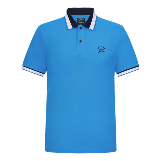 德鲨夏新款蓝色短袖POLO衫男青年时尚撞色休闲上衣翻领t恤 商品图2
