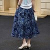 西子/鸢尾夜曲莱赛尔亚麻松紧高腰印花A字伞裙半裙/BQYF0664 商品缩略图3