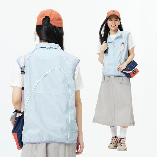 【出游季特惠-春夏新品】ACMEITEM爱棵米户外徒步防晒弧形分割立领宽松马甲-GAH2090022A 商品图1