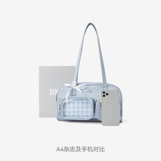 商场同款|森马罗小黑单肩包女棋盘格花纹手提包2026新款大容量包 商品图4