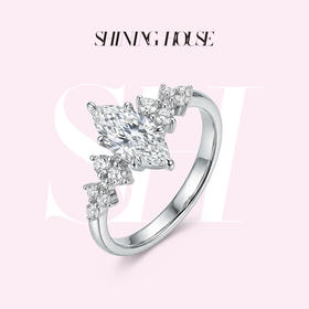ShiningHouse[培育] 18k金钻石戒指 马眼形1克拉钻人工真钻人造钻石K金戒指时尚钻石戒指悦己送礼臻选【此商品不支持7天无理由退货退款】预计3日发货