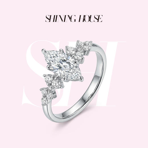 ShiningHouse[培育] 18k金钻石戒指 马眼形1克拉钻人工真钻人造钻石K金戒指时尚钻石戒指悦己送礼臻选【此商品不支持7天无理由退货退款】预计3日发货 商品图0