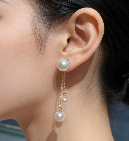 11.新品❤️ 一款两戴
18K金AKOYA珍珠耳线，4/6/8mm，圆，微瑕，珠光很亮，性价比高 商品图3