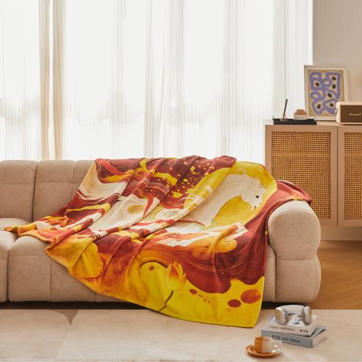 绎生活 新款法兰绒印花毯 好运加码/马力全开 | 柔软亲肤、独特印花设计、为居家时光增添艺术气息 商品图1