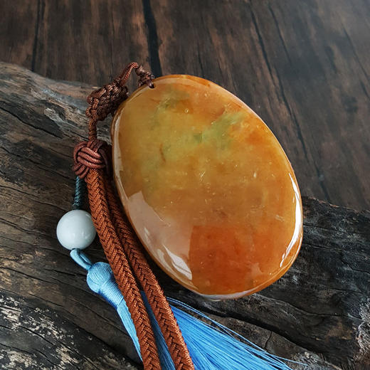 【天然正品】A货翡翠天然细腻细豆种封侯拜相造型黄翡翡翠吊坠手把件78.1*54.9*38.1MM（皆取最大值）220326TJ12 商品图6