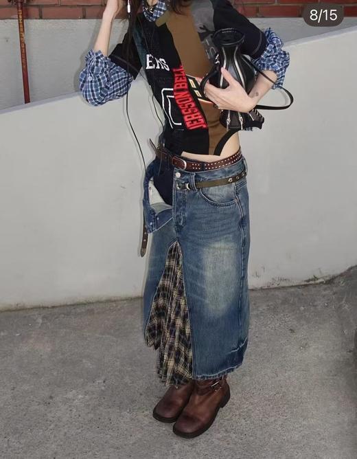 女款拼接牛仔半裙la 商品图3