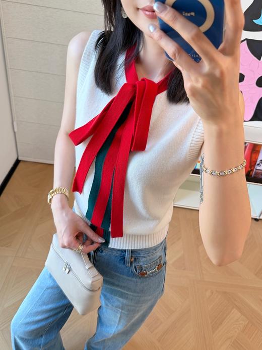 古驰 拼色学院风飘带针织上衣 商品图2