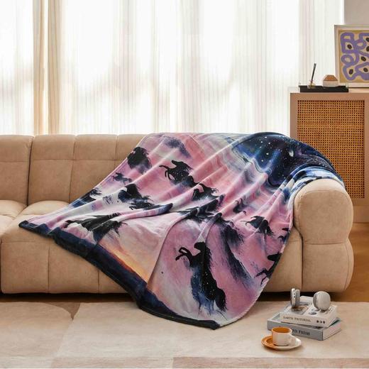 绎生活 新款法兰绒印花毯 好运加码/马力全开 | 柔软亲肤、独特印花设计、为居家时光增添艺术气息 商品图3