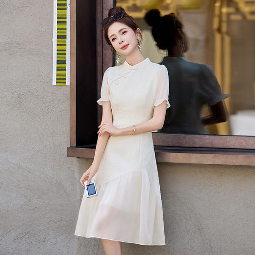 「自」全新升级【铂金会员257/天猫339/差价82】(04735)洛诗琳新中式盘扣连衣裙2026新款气质收腰国风改良旗袍裙 商品图0