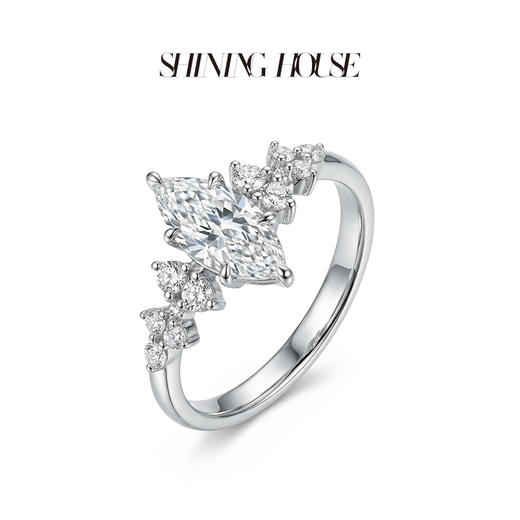 ShiningHouse[培育] 18k金钻石戒指 马眼形1克拉钻人工真钻人造钻石K金戒指时尚钻石戒指悦己送礼臻选【此商品不支持7天无理由退货退款】预计3日发货 商品图1
