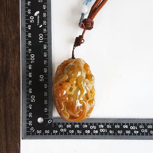 【天然正品】A货翡翠天然细腻细豆种封侯拜相造型黄翡翡翠吊坠手把件78.1*54.9*38.1MM（皆取最大值）220326TJ12 商品图2