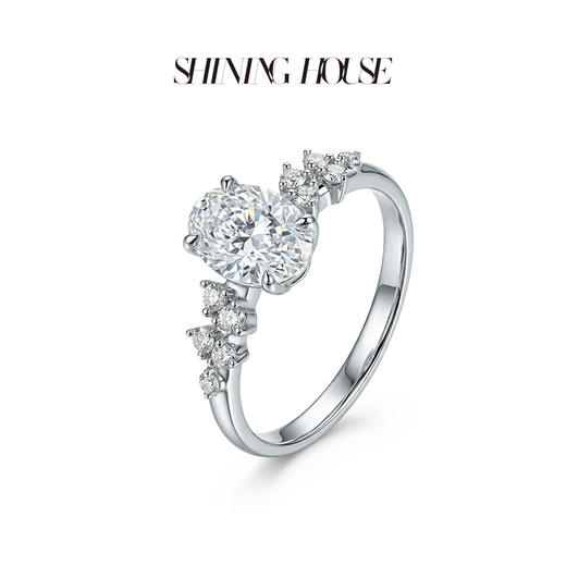 ShiningHouse[培育] 18k金钻石戒指 椭圆形1克拉钻人工真钻人造钻石K金戒指时尚钻石戒指悦己送礼臻选【此商品不支持7天无理由退货退款】预计3日发货 商品图2
