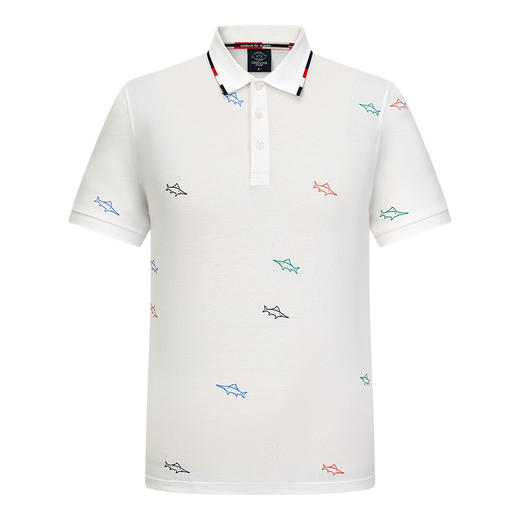 德鲨短袖印花翻领T恤男2025夏新款休闲打底上衣男装POLO衫 商品图1