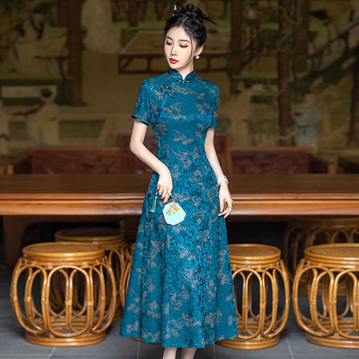 高端旗袍春秋款高级感礼服民国风长款妈妈旗袍SYG856 商品图1