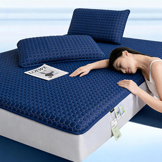 夏季冰感凉席！ROMASTER罗马世家 美学硅胶凉席床笠款3件套 厚实软糯 凉而不冰 6色可选 商品图0